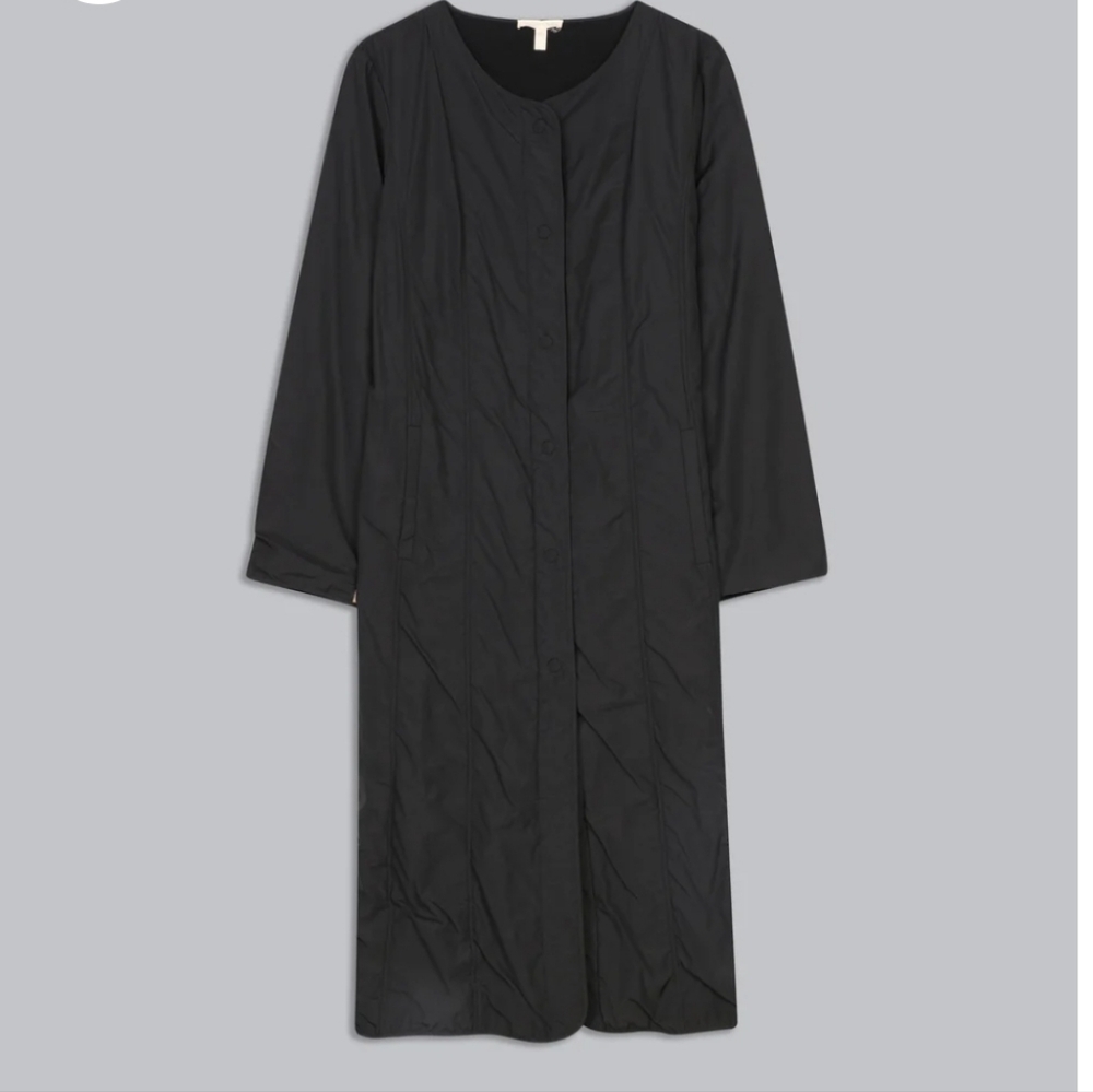 Eileen Fisher $125 Padded Raincoat Size L Black